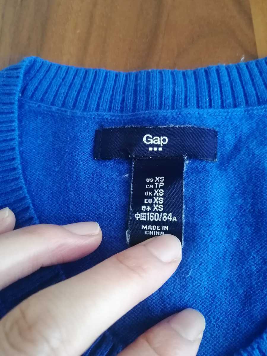 GAP simple knitted cardigan beautiful goods XS beautiful blue cotton 