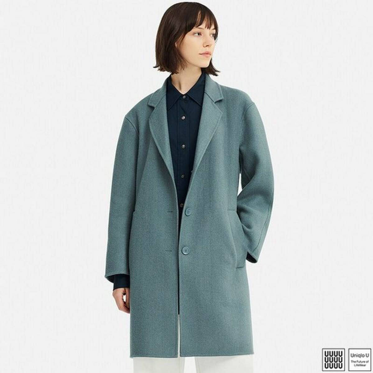 UNIQLO U ユニクロ ダブルフェイスオーバーコート ブラック - アウター