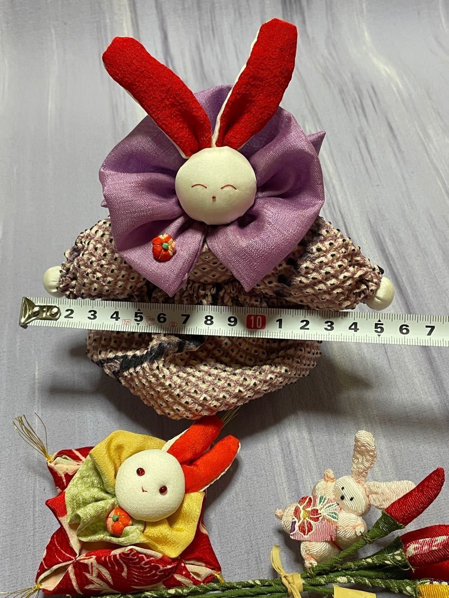 手作り　ハンドメイド　和風　正絹 着物　かわいい　うさぎ　ウサギ　後姿までかわいい　3点おまとめ