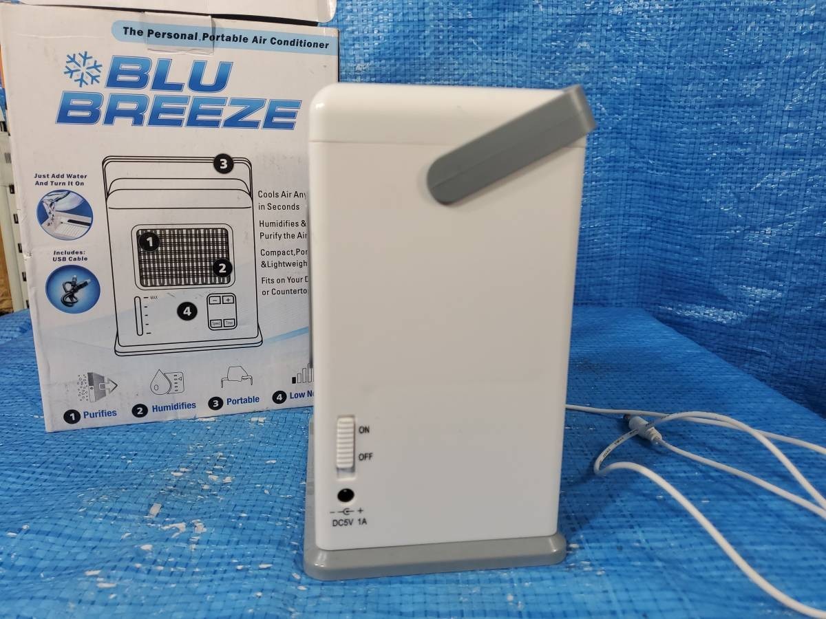 [ price cut ] *1000 jpy prompt decision! upbh USB portable cold air fan BLU BREEZE small size manner machine timer USB battery desk humidification spot cooler operation verification ending 