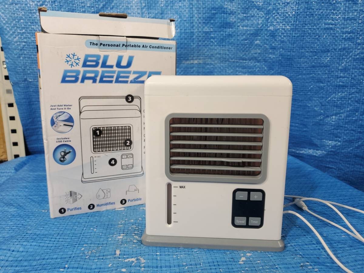 [ price cut ] *1000 jpy prompt decision! upbh USB portable cold air fan BLU BREEZE small size manner machine timer USB battery desk humidification spot cooler operation verification ending 