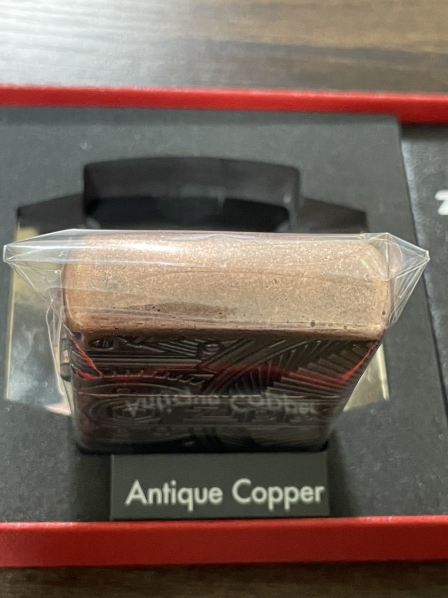 zippo Antique Copper Armor Case アンティーク コッパー アーマー 2017年製 Heavy Wall 装飾 4連続 刻印 ブロンズ 360° Multi Cut_画像5