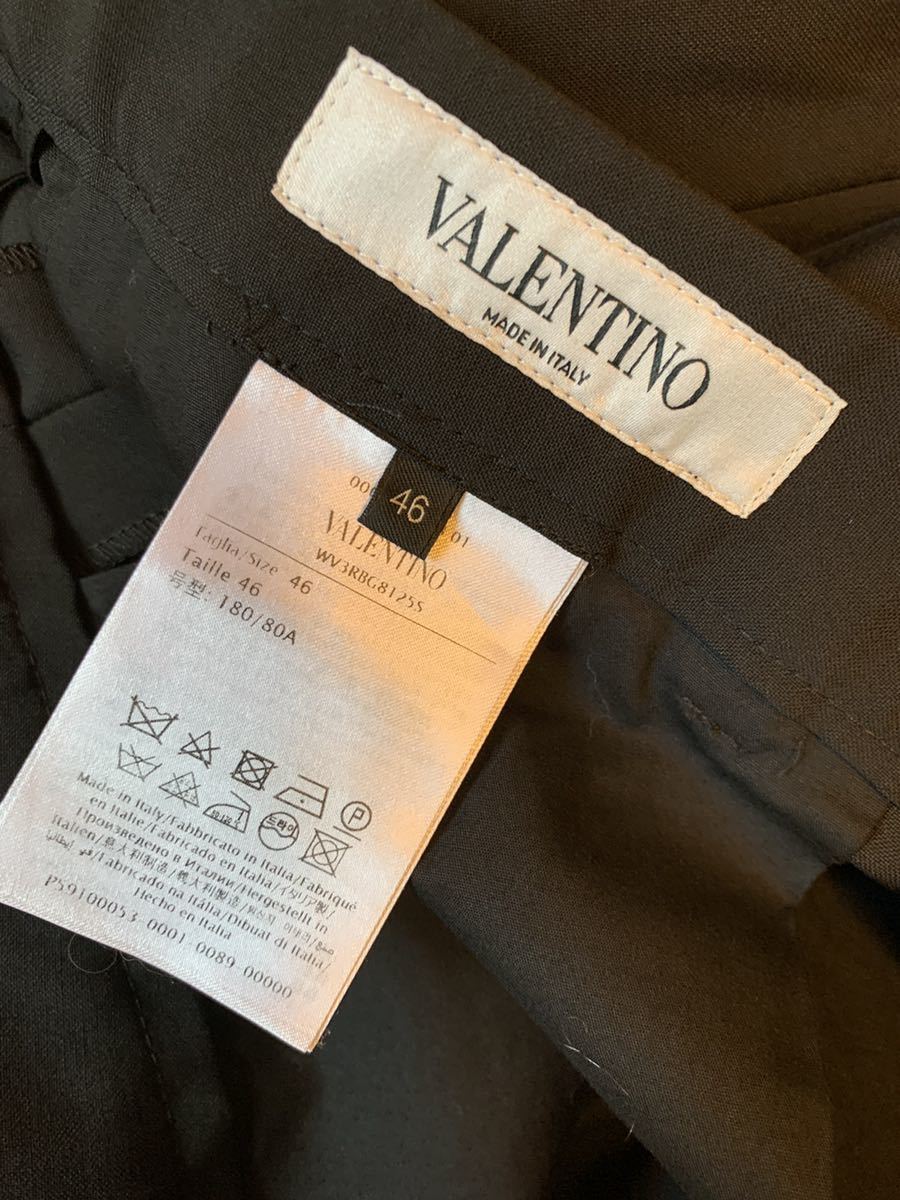 正規 21SS VALENTINO ヴァレンティノ モヘヤ混 ウール ワイド スラックス 黒 46 WV3RBG81255