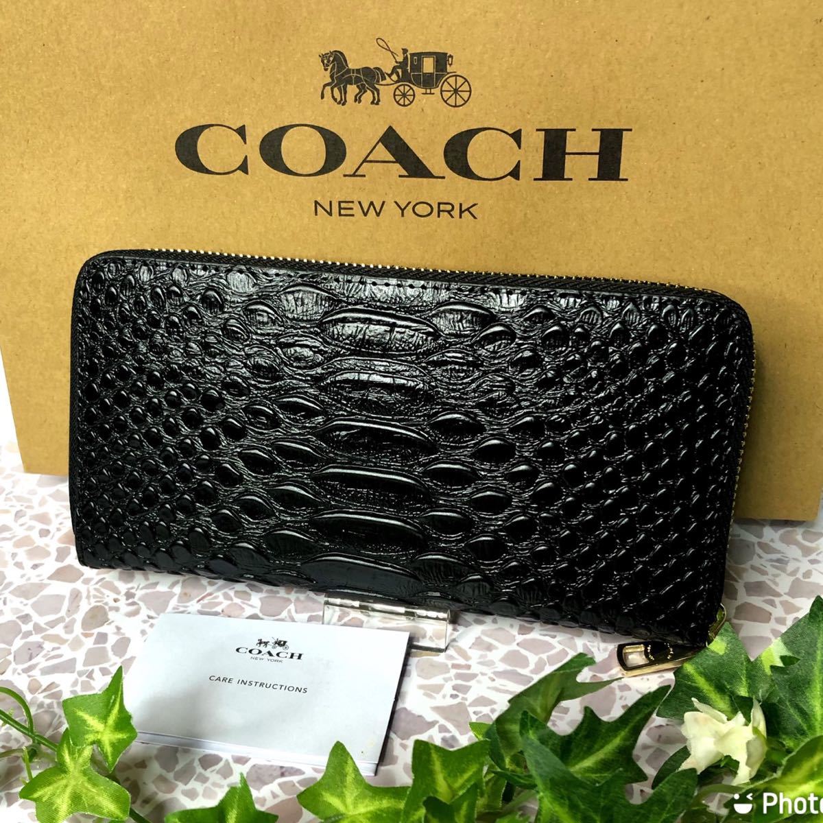 COACHコーチ 長財布 大人気パイソン柄 ブラック 新品｜PayPayフリマ