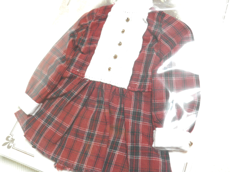 ピュアニーモ用 こもれび森のお洋服屋さんPNSかくれんぼチュニックブラウス レッドチェック (ドール用)_画像1