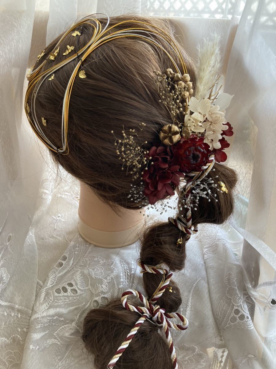 pure flower*ヘッドドレス☆プリザーブドドライフラワー☆No.183 金箔