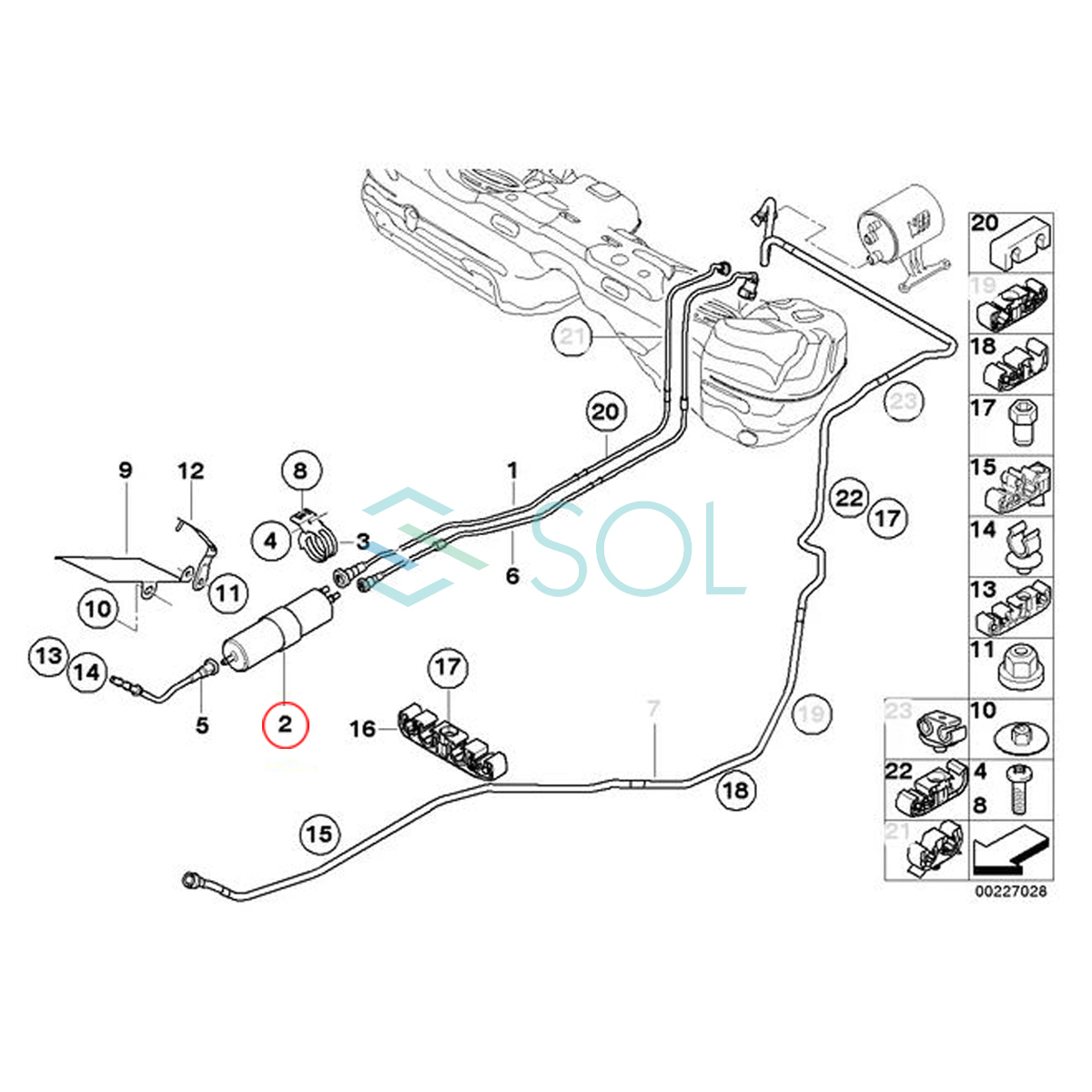 BMW F22 F23 F45 F46 フューエルフィルター 燃料フィルター ガソリンフィルター 218i 220i M235i M240i 16127233840 16127451424_画像2