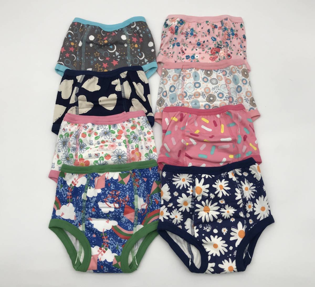 #54_0054 [MooMoo Baby] training pants 8 sheets set cotton 6 layer child toilet unisex baby 4T(110) 8 pattern floral print star Heart 