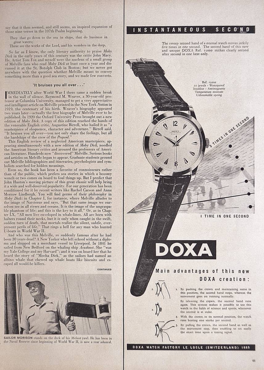 稀少・時計広告！1956年ドクサ 時計広告/Doxa Automatic Watch/Oの画像1