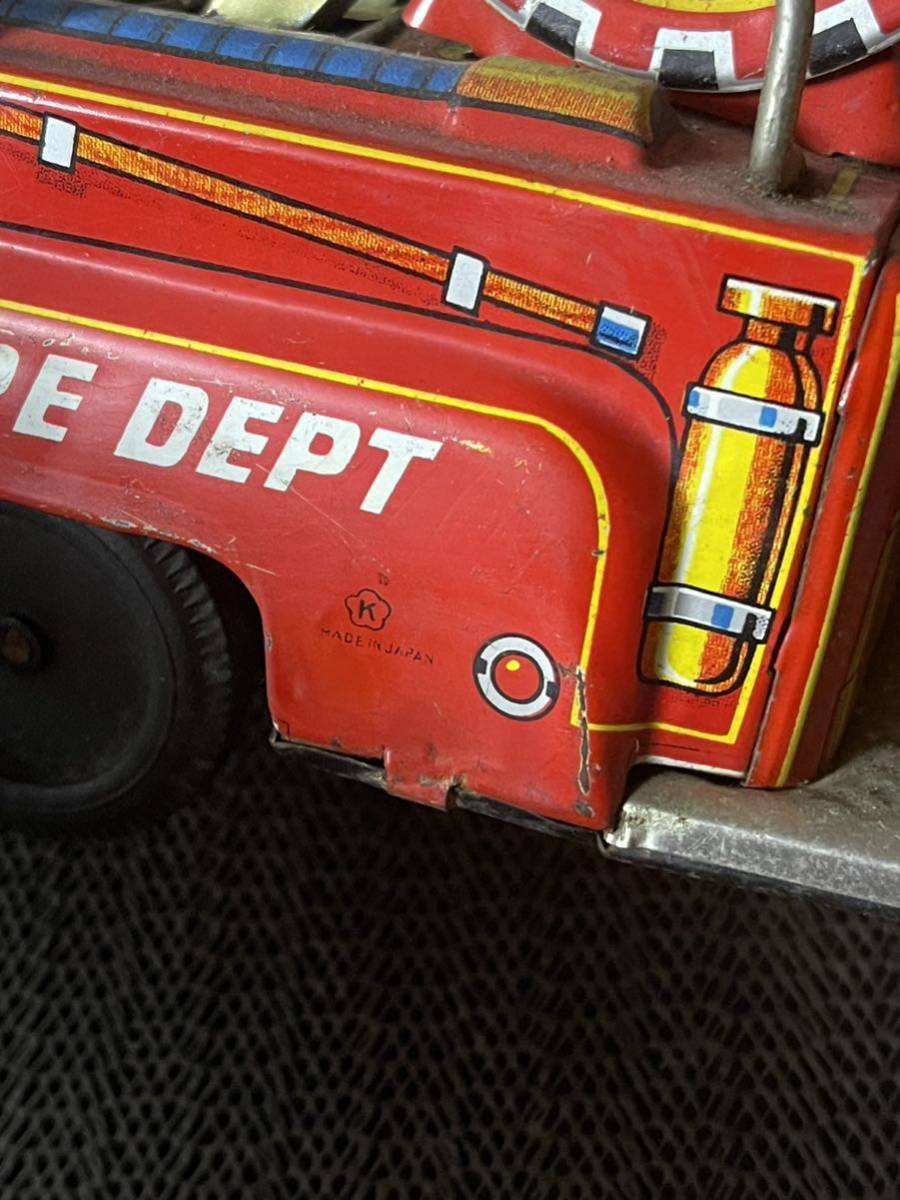 ブリキ　玩具　おもちゃ　FIRE DEPT　はしご車　レスキュー　消防車_画像5