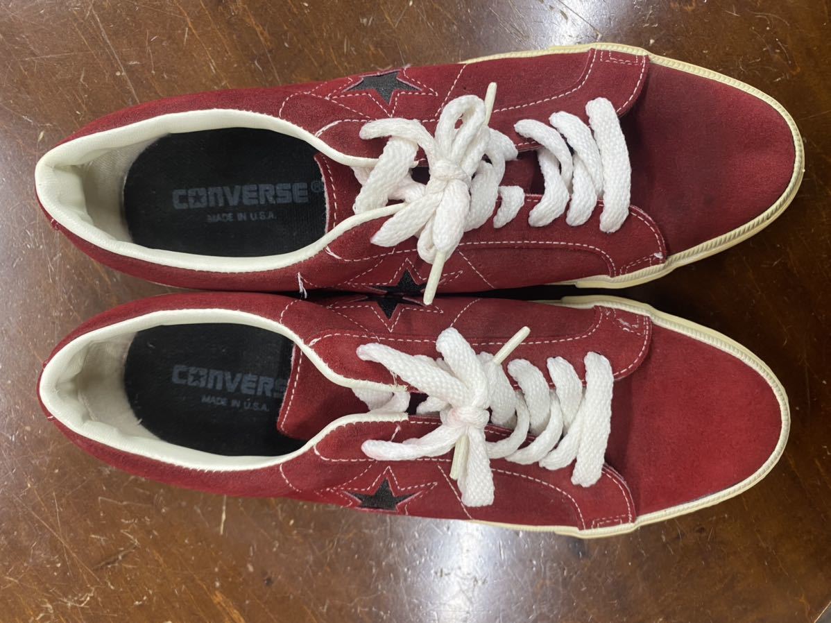 極美品 USA製 90s コンバース ワンスター スエード 赤×黒 26.5センチ