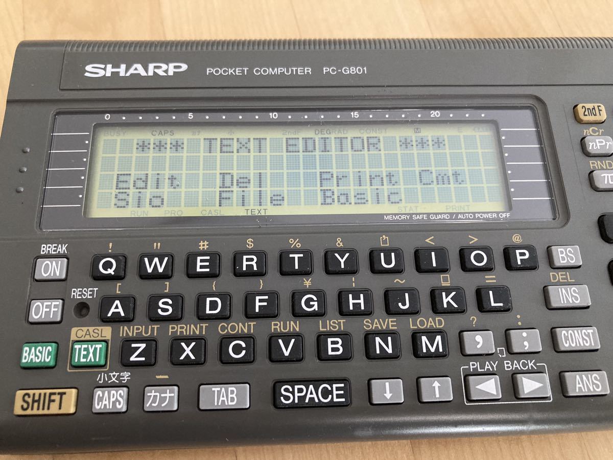 23-0006 起動確認済み SHARP ポケットコンピュータ PC-G801(中古)の 