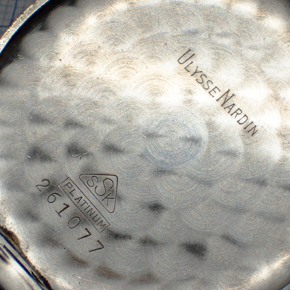 ULYSSE NARDIN ユリスナルダン 手巻き PLATINUM プラチナ 無垢 ケース 総重量約43.7g スイス アンティーク 懐中時計 動作品 美品の画像4