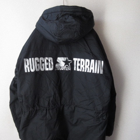 ○良品 STARTER RUGGED TERRAIN スターター◆90s 裏ボア コート ベンチコート 古着 ヴィンテージ◆メンズ ブラック Sサイズ_画像3