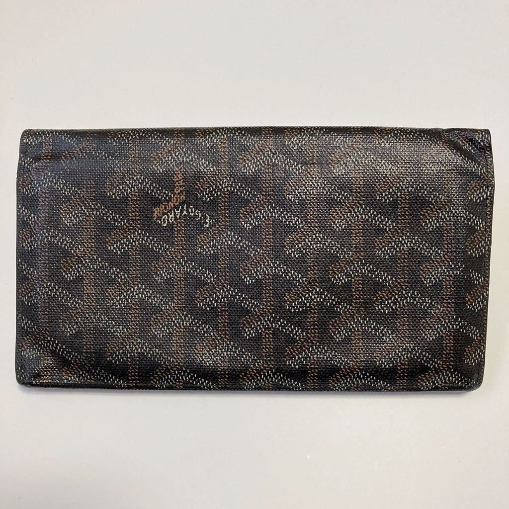 美品 ゴヤール GOYARD 長財布 メンズ レディース ヘリンボーン レザー-