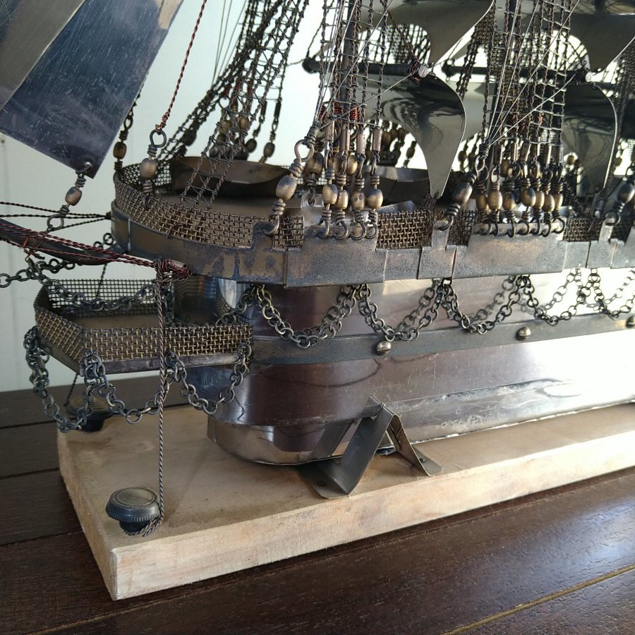  общая длина 63cm парусное судно жестяная пластина украшение интерьер судно античный 