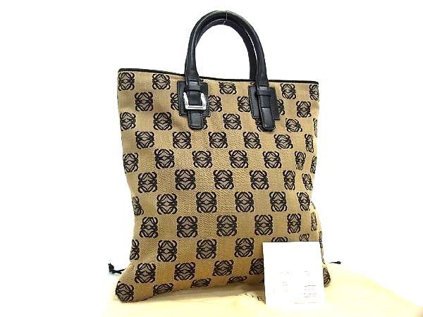 新着 LOEWE ロエベ アナグラム トートバッグ キャンバス レザー