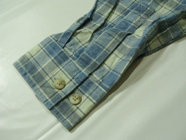 ssy5387 L.L.Bean 長袖 コットンシャツ ブルー×グレー ■ チェック柄　■ ボタン付きポケット Sサイズ エルエルビーン_画像6