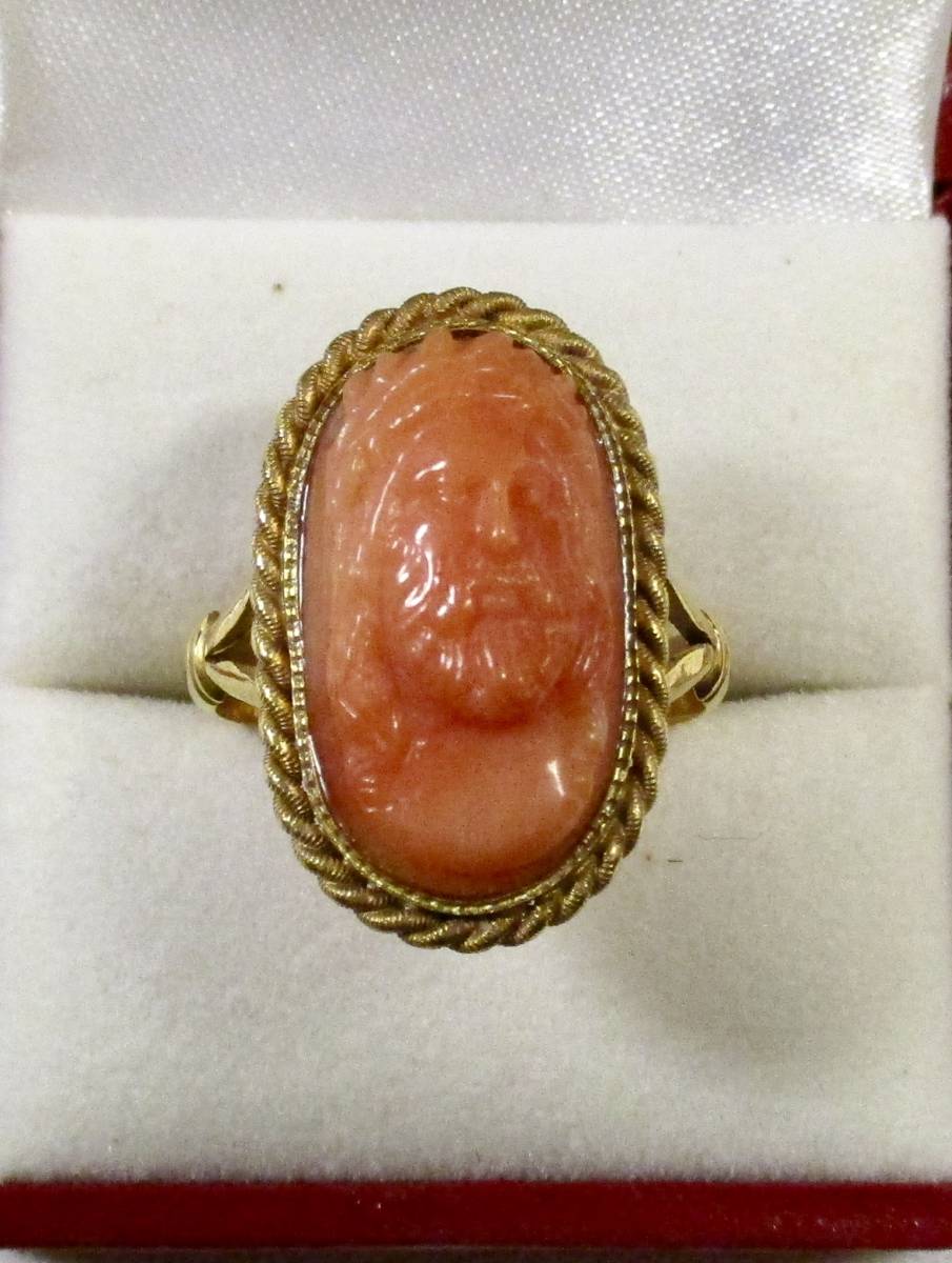 ☆ アンテイーク コーラルカメオ リング 9CT 19世期末 www.anac-mali.org