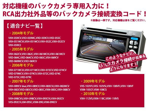 【メール便送料無料】リアカメラ入力ハーネス ホンダ VXH-108VF HDD 地デジモデル 2009年モデル【バックカメラ 変換 アダプター 配線_画像2