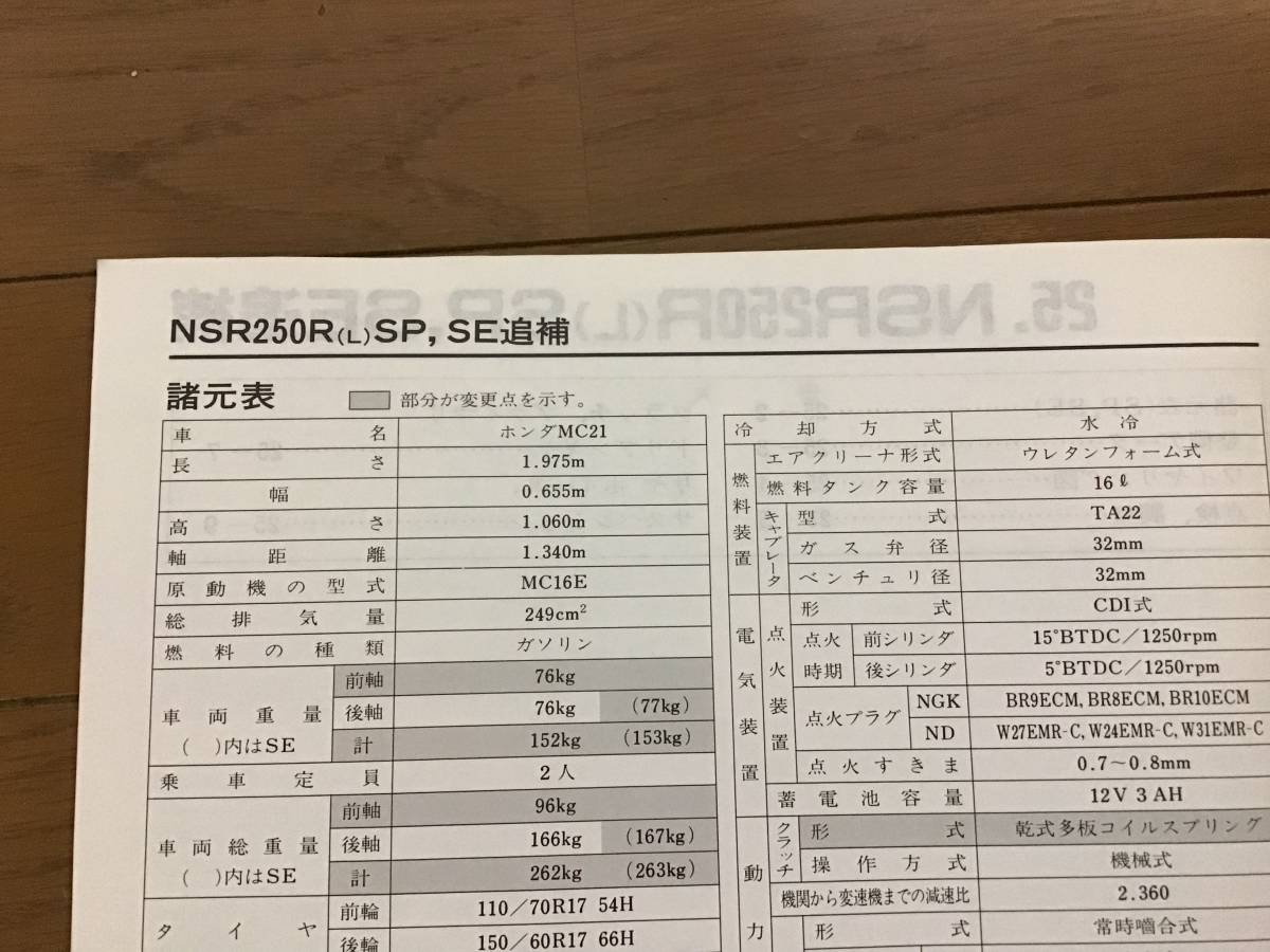 メーカー再生品 ホンダ 正規 バイク 整備書 NSR250R SP サービス