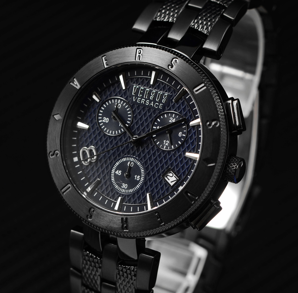 新品ヴェルサーチ腕時計スイス製メンズ50m防水クロノグラフVERSACE未