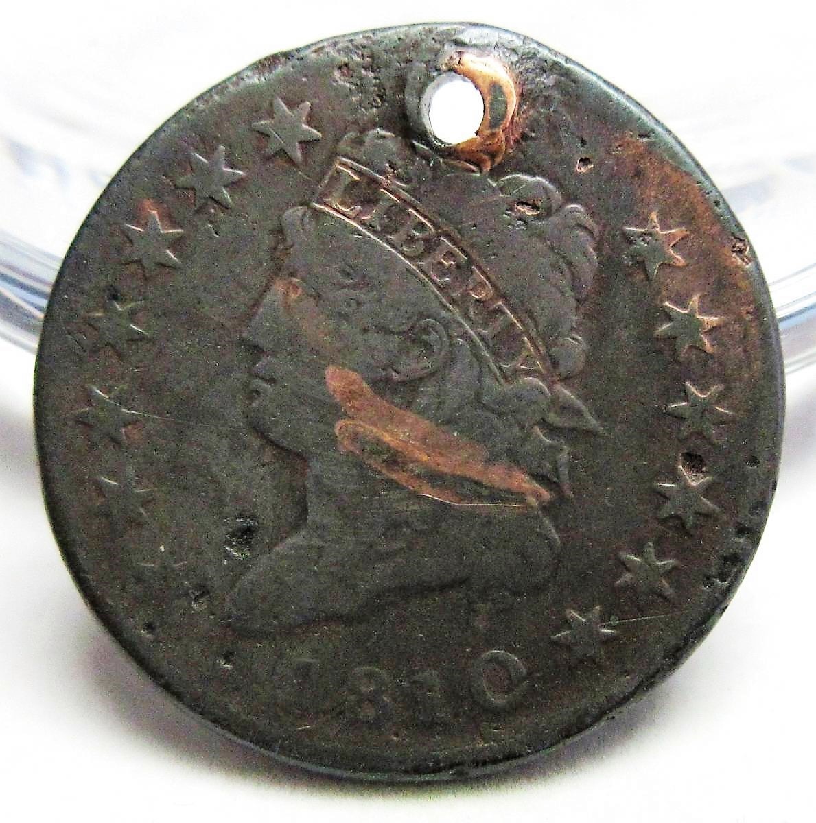 アメリカ 1セント銅貨(classic head large cent) 1810年 28.40mm 10.64g KM#39_画像1