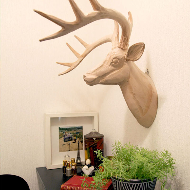 ☆amabro WOOD ANIMAL HEAD 鹿 DEER 壁掛け 木彫り オブジェ アマブロ