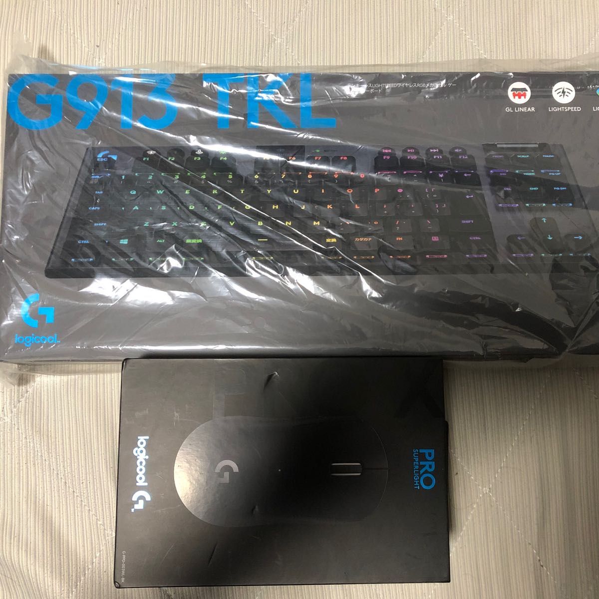 ロジクール白統一3点セット G PRO X SUPERLIGHT G913TKL、マウスパッド