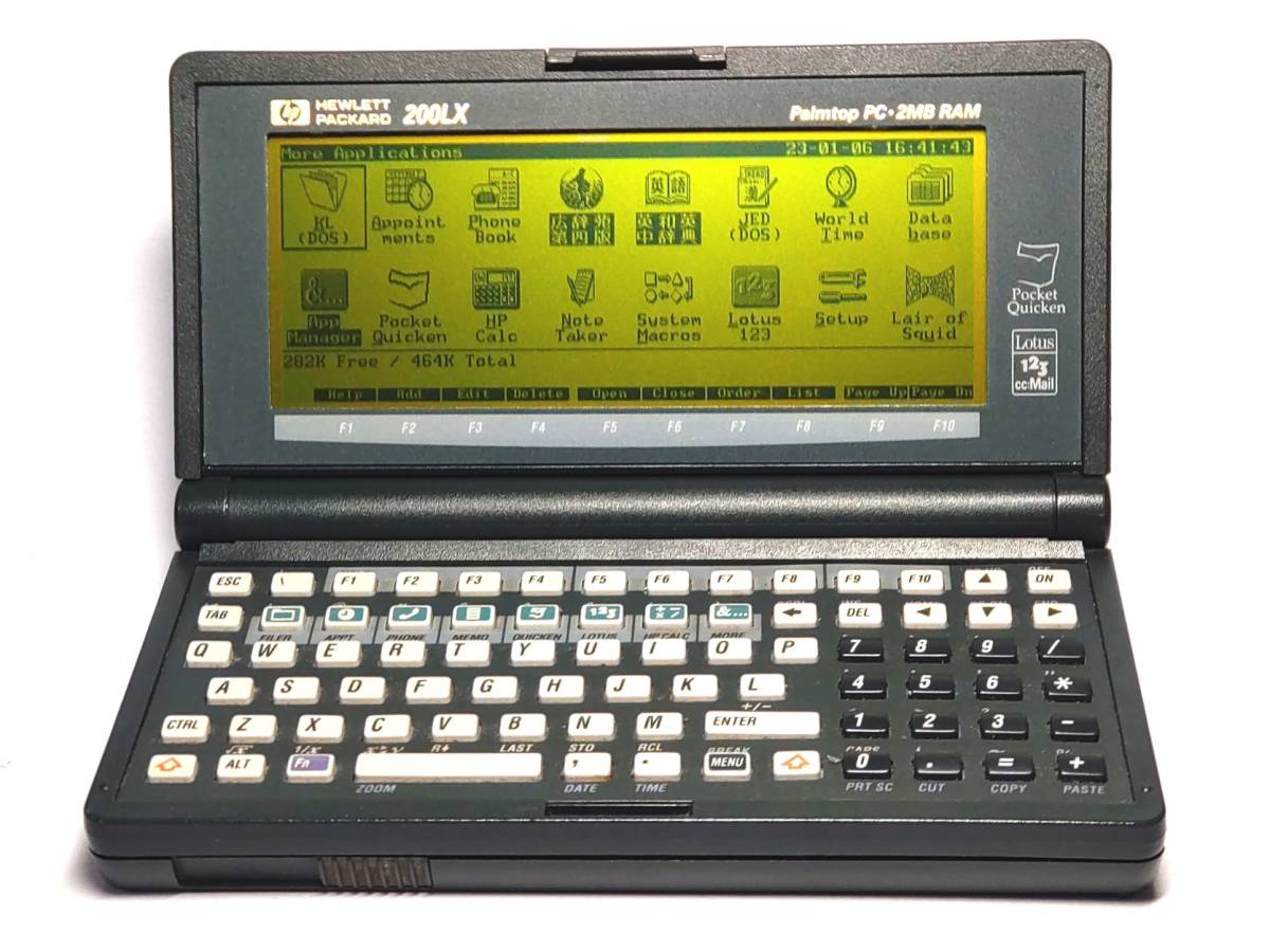 HP200LX 2MBモデル，JKIT-FreeとMS-IMEによる日本語化，256MBストレージ(CF)，広辞苑・新英和・和英中辞典インストールの画像1
