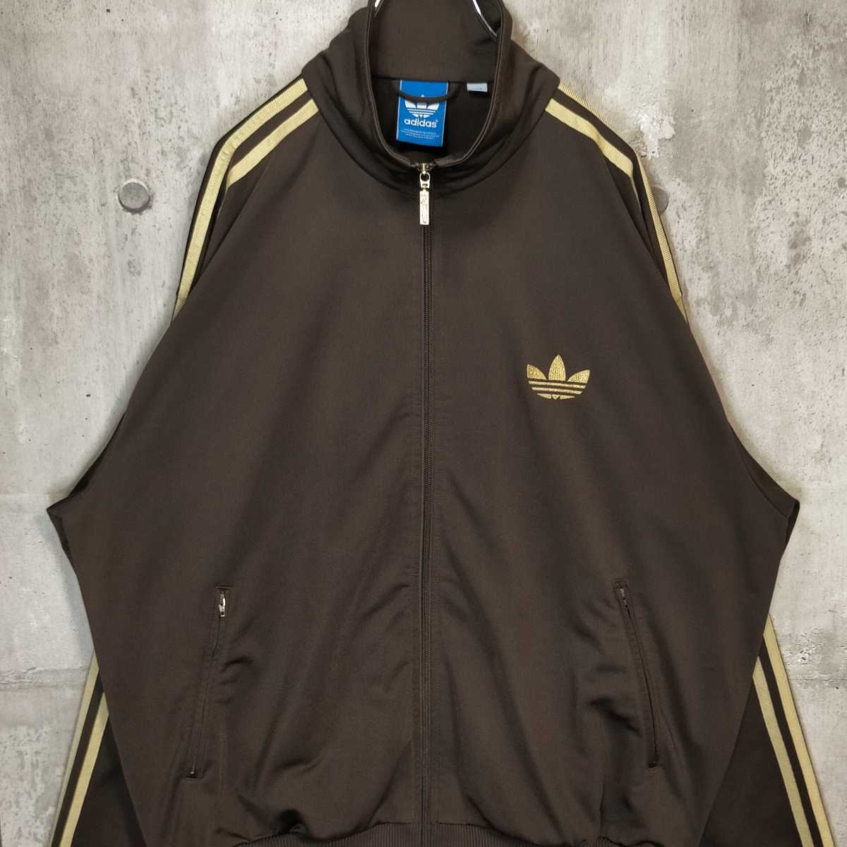 激レア 5XL ブラウン adidas アディダス トラックジャケット 茶 ロゴ-