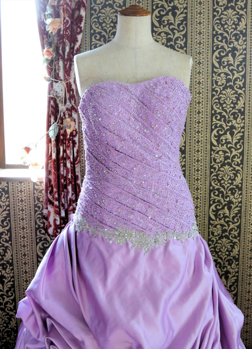  beautiful dore-p. mermaid line high class wedding dress 8 number S~M size purple color dress 