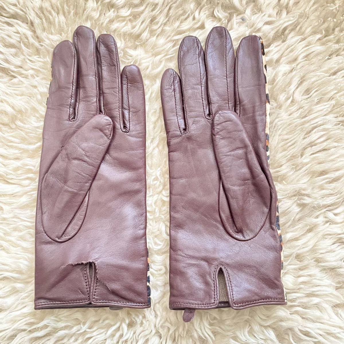  free shipping Cole Haan is lako gloves Leopard leather glove sheep leather wool gloves is lako5 fingers 