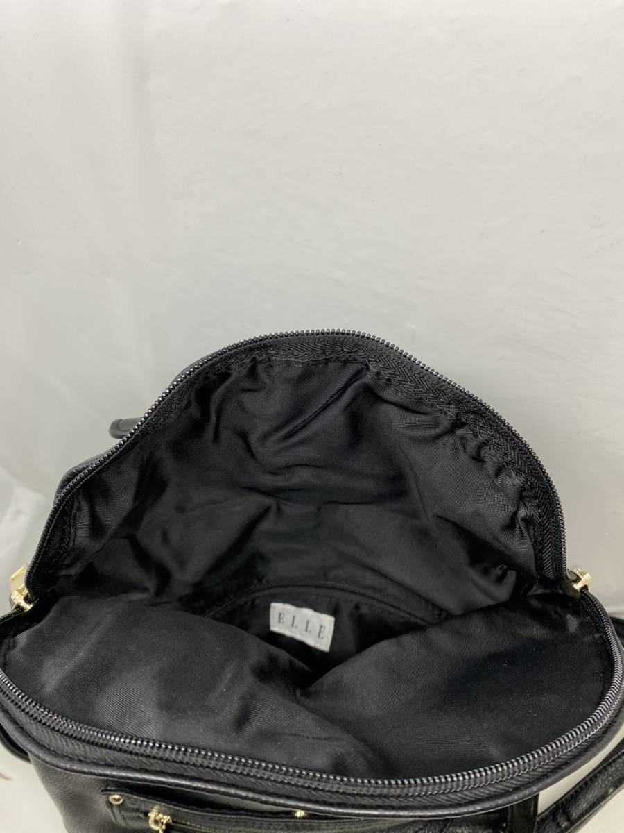  free shipping g15160 L ELLE fake leather Mini rucksack bag black tag attaching unused 