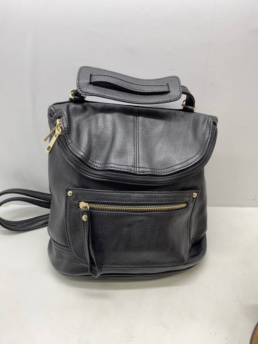  free shipping g15160 L ELLE fake leather Mini rucksack bag black tag attaching unused 
