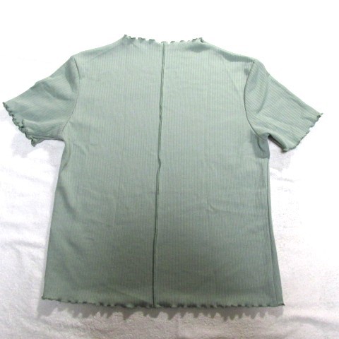 GU　裾フリル　グリーン　半袖カットソー　Mサイズ
