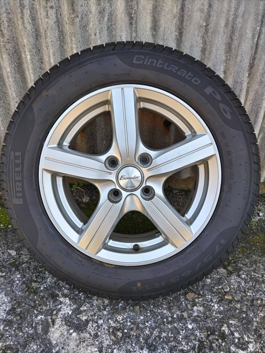 エクシーダ アルミホイール 5.5J×14 ピレリＰ6タイヤ2021年製 175/65R14 ４本セット 中古品 の画像3