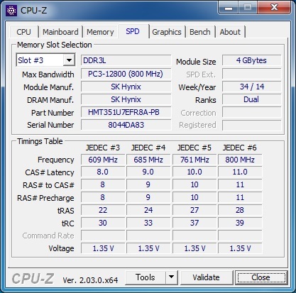 SK HYNIX (HMT351U7EFR8A-PB) PC3L-12800E (DDR3L-1600) 4GB Unubuffered ECC ★2枚組（計8GB）★_画像5