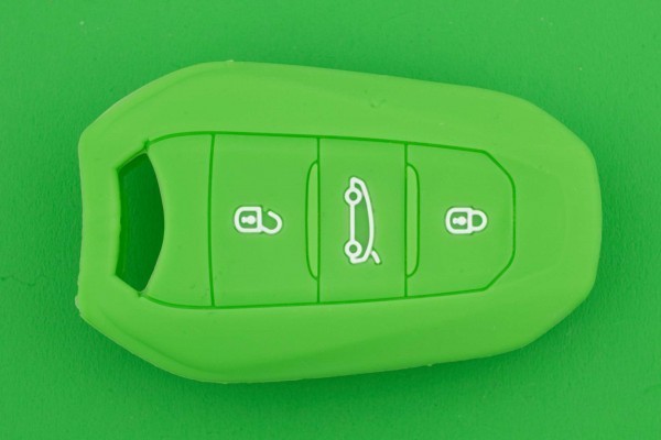 プジョー＆シトロエン（Peugeot&Citroen　DS）・3ボタン（トランクボタン）・スマートキー用シリコンカバーケース★緑色_画像1