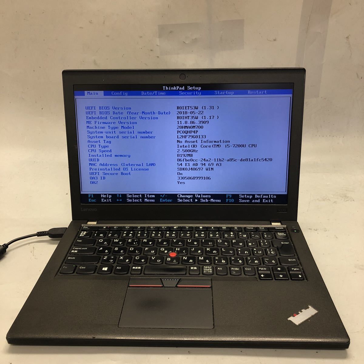 超話題新作 ThinkPad JXJK2527【ジャンク】Lenovo X270/Core 256動作