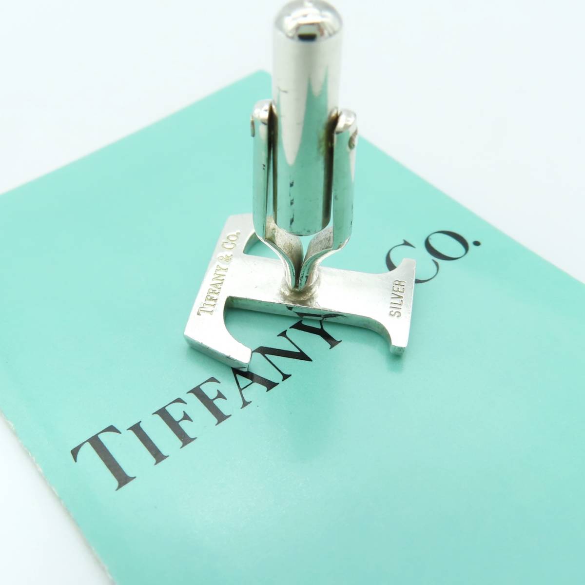 [ free shipping ] beautiful goods Tiffany&Co. Tiffany T Logo silver cuffs links SILVER SV925 emblem motif men's suit JH29