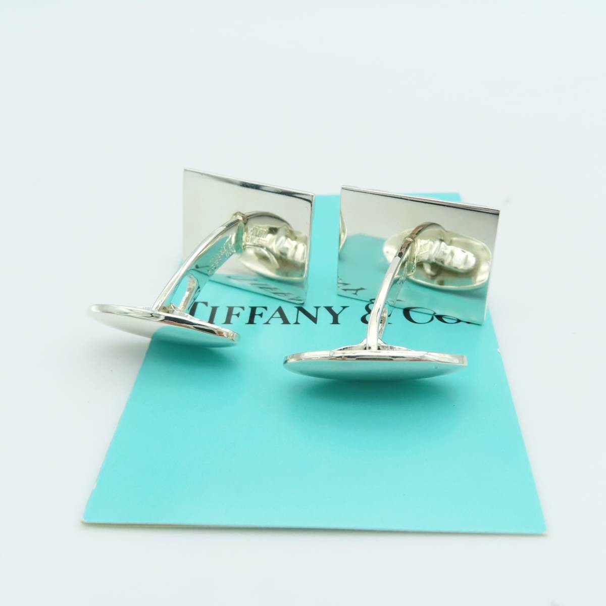 【送料無料】 極希少 美品 Tiffany&Co. ティファニー T ロゴ プレート シルバー カフス リンクス STERLING SV925 スーツ メンズ JH30_画像4