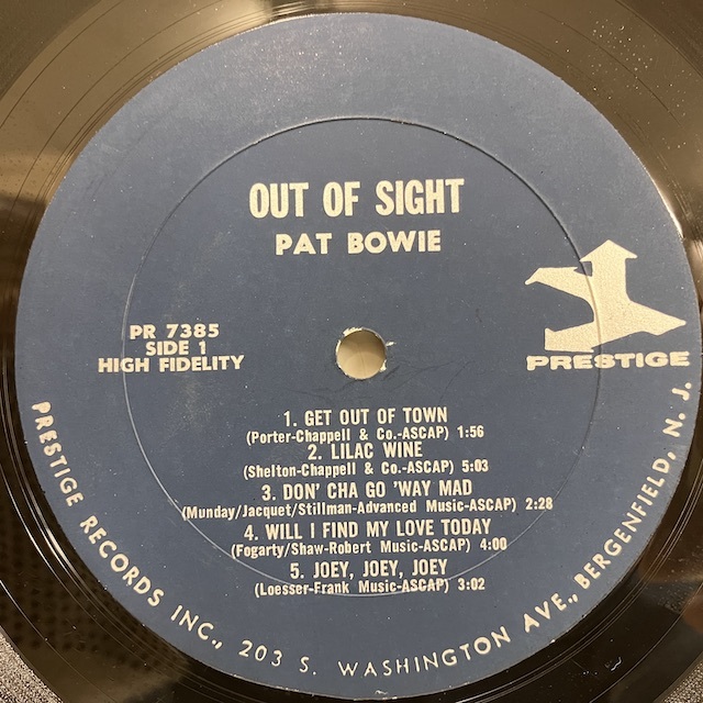 ●即決LP Pat Bowie / Out Of Sight jv3843 米オリジナル、紺右Trident Mono Vangelder刻印 パット・ボウイ _画像3
