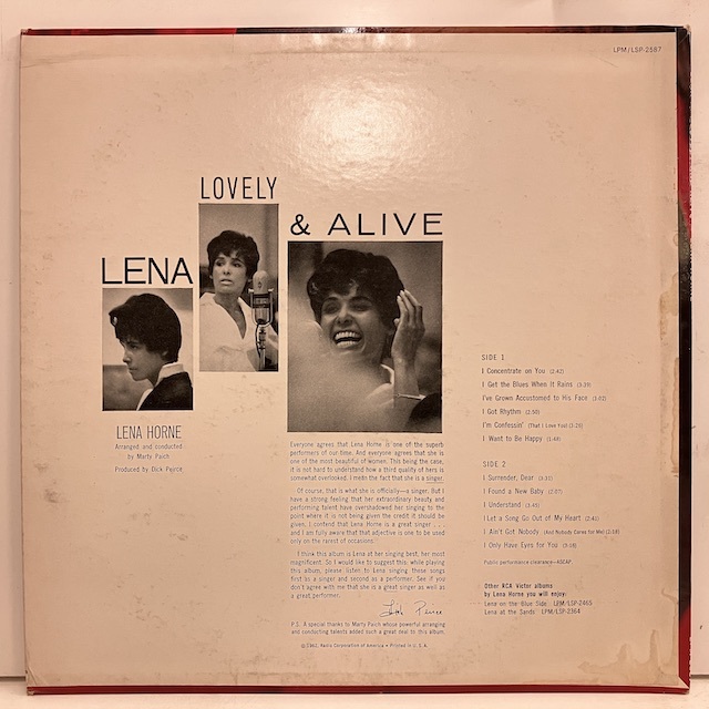 ●即決VOCAL LP Lena Horne / Lena... Lovely And Alive jv3928 米オリジナル レナ・ホーン_画像4