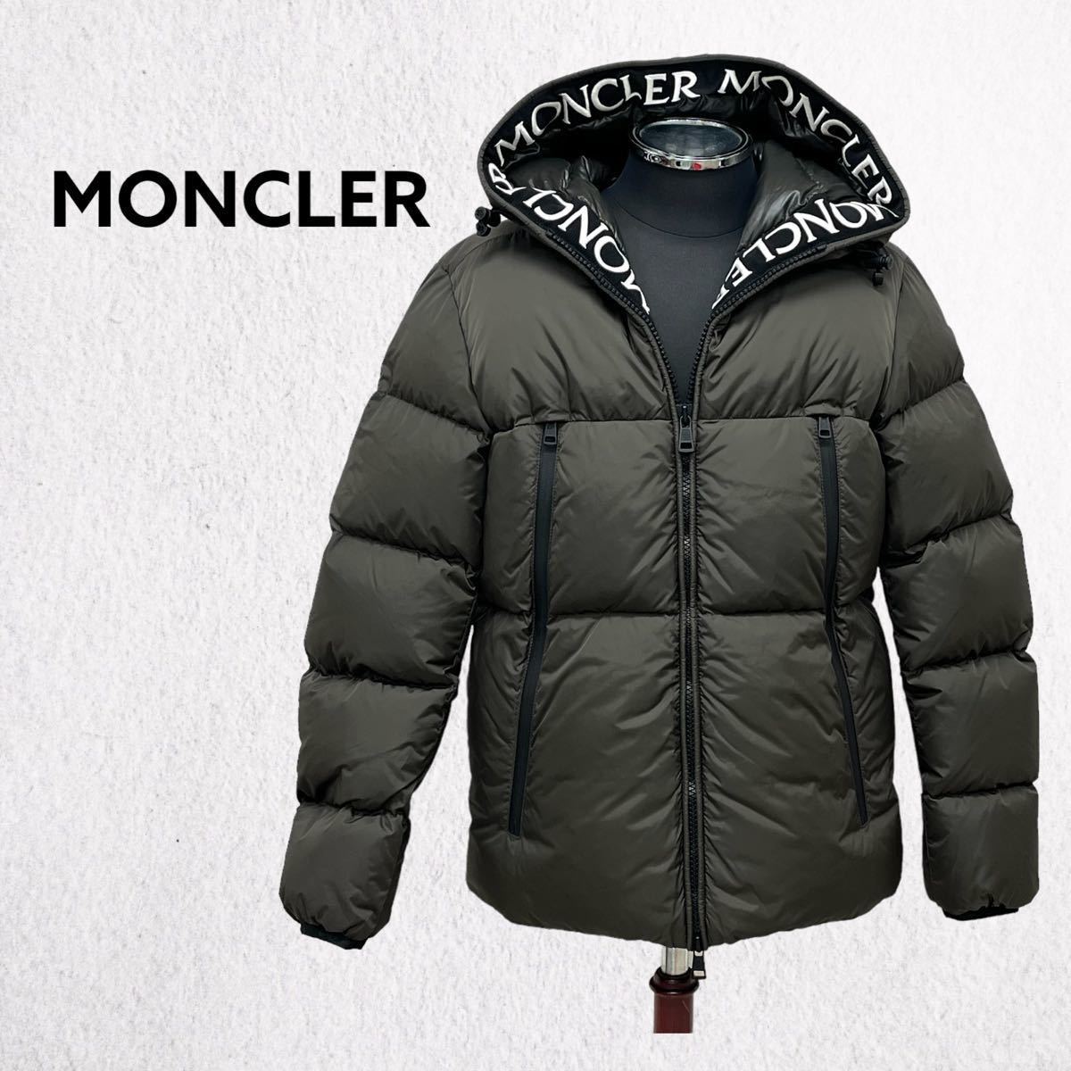 国内正規品 MONCLER モンクレール MONTCLA モンクラ テープロゴライン 袖黒ワッペン フード付き ダウンジャケット  1B569-00-C0300