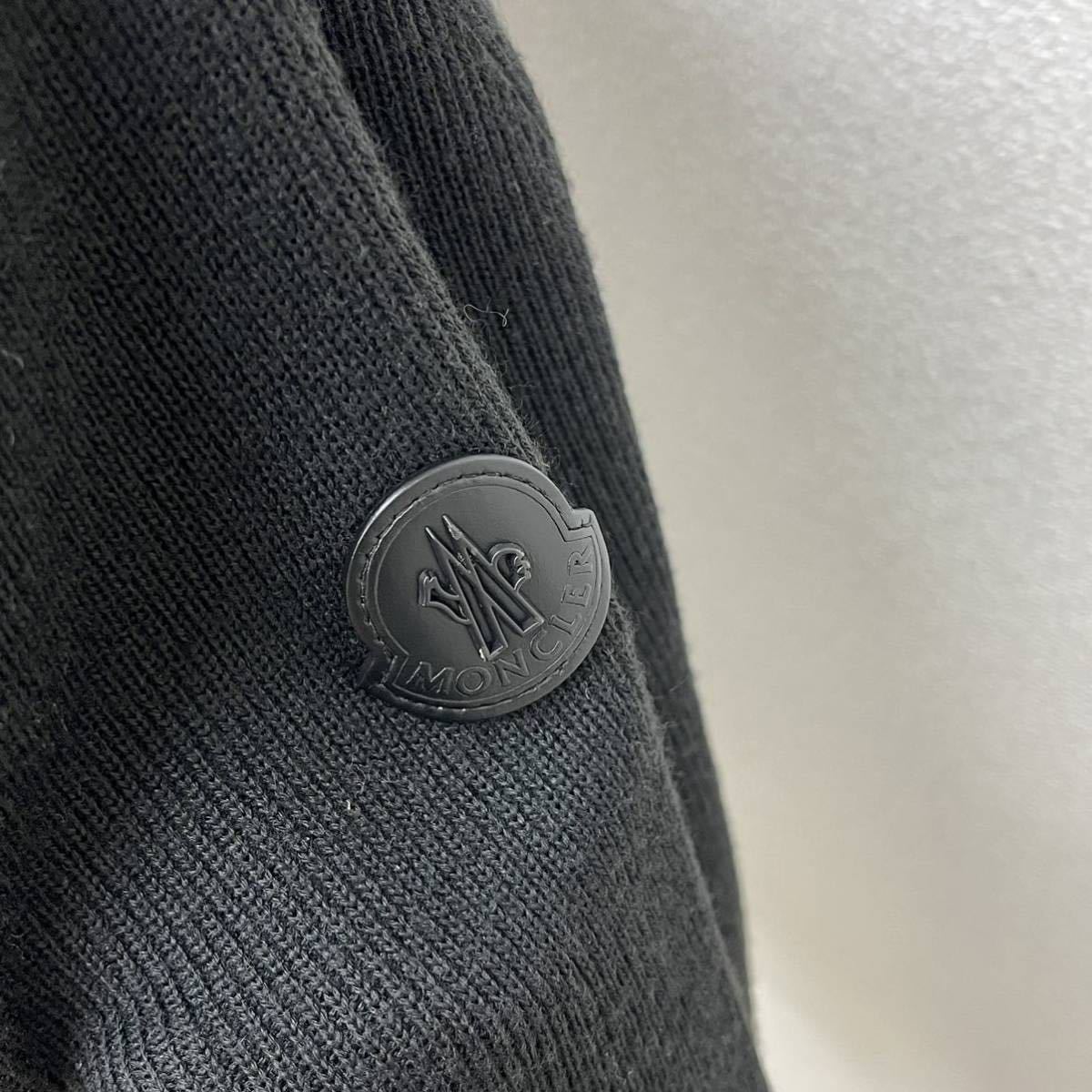 国内正規品 MONCLER モンクレール 16AW ニット切り替え 袖黒ワッペン フード付き ジップアップ ブルゾン メンズ 94043-00-97551