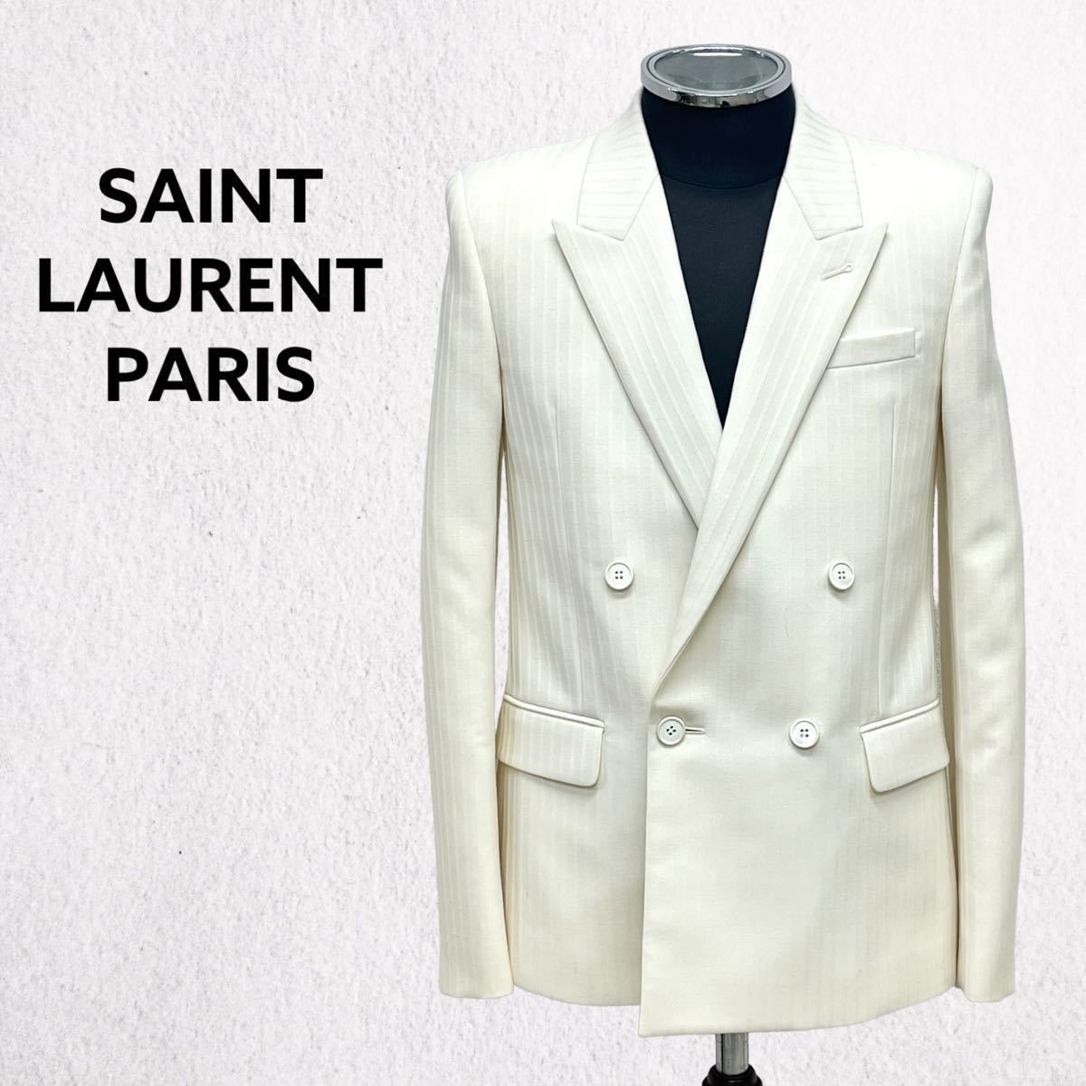 正規 Saint Laurent サンローランパリ ダメージ加工 ドレスシャツ-