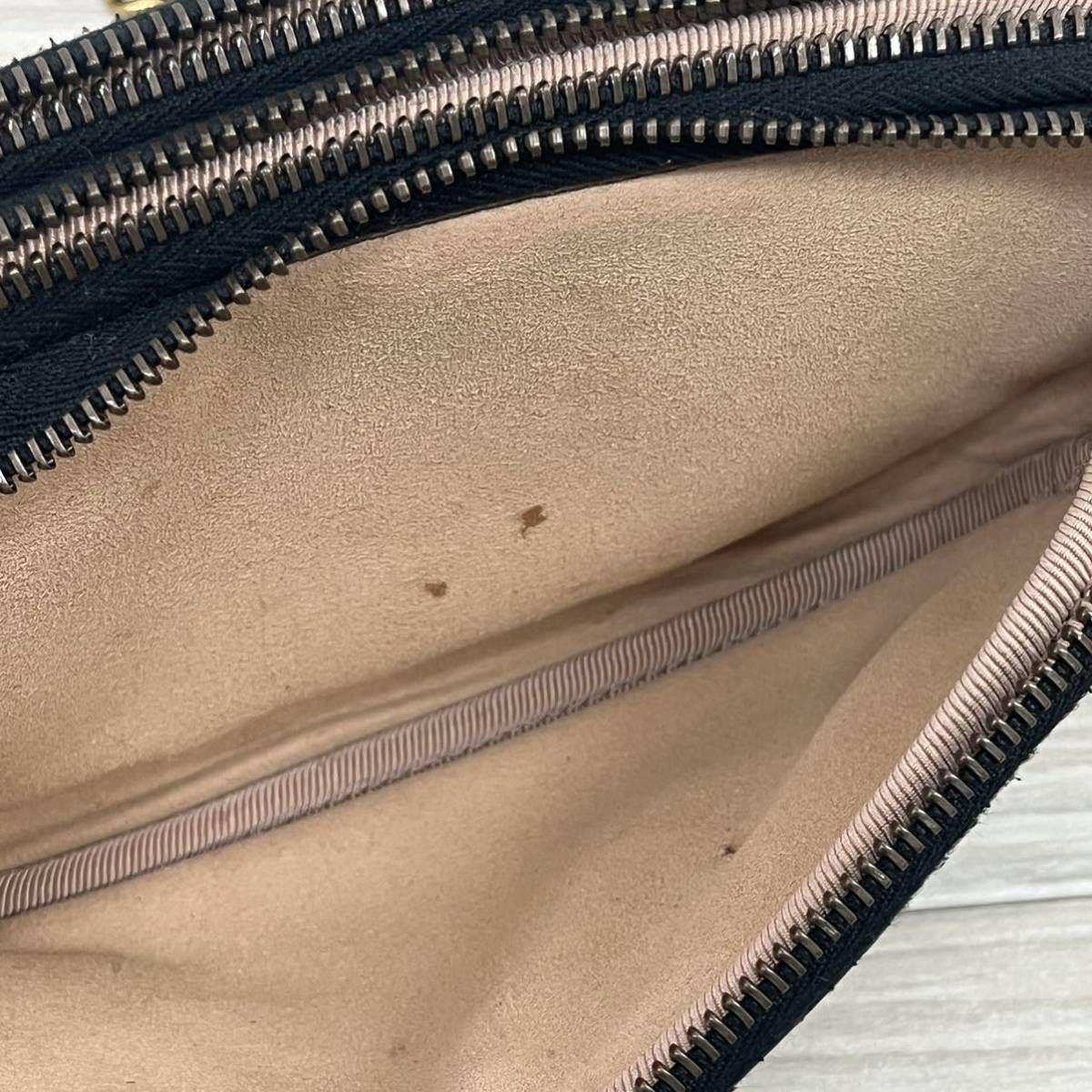 高級 GUCCI グッチ レザー ショルダーバッグ GGマーモント シェブロン