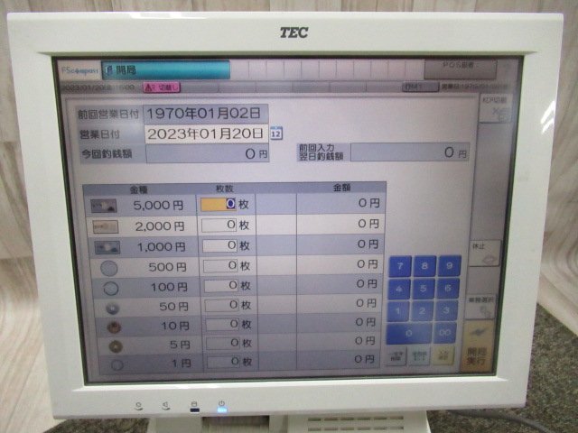 新Ω SET 12349※保証有 TEC 東芝テック POSターミナル POSレジ QT-100(QT-100-F2-5AWA-R)・祝10000！取引突破！！_画像2