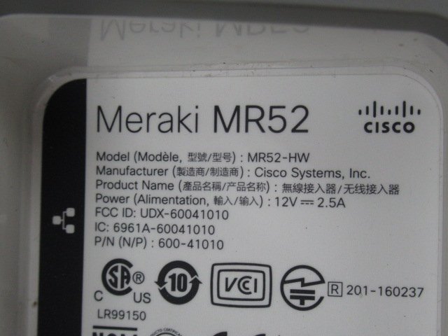 ▲Ω ZS2 10919♪ 保証有【MR52-HW】CISCO Meraki MR52 無線LANアクセスポイント・祝10000!取引突破!!_画像9